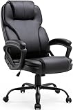 Shintenchi High Back Executive Office Chair, Ergonomic PU Computer Desk Chair with 3-Level Tilt, Padded Armrests 360° Swivel Free Task Chairs for Home Office, 330 Pound Capacity, Black