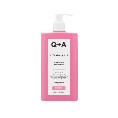 Q+A Vitamin A.C.E Cleansing Shower Oil (250ml), Cleansing Oil Shower Gel Alternative, Body Care