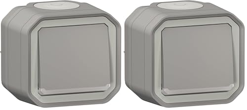 Interrupteur va-et-vient lumineux Plexo gris Legrand en apparent lot de 2