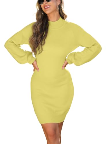 Image of GRECERELLE 2026 Womens Fall Winter Mock Neck Mini Pullover Sweater Dress