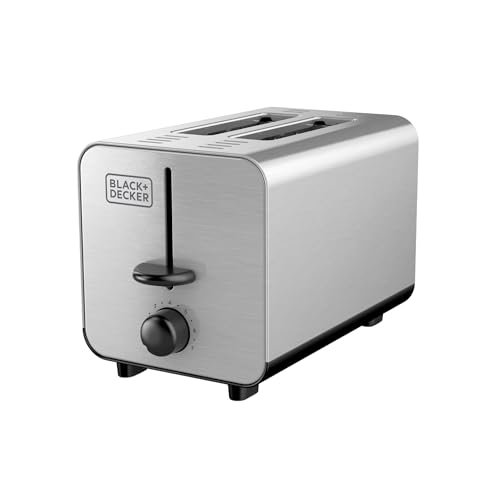 BLACK+DECKER 2-Slice Stainless Steel Toaster with 7 Toast Shades, Extra-Wide Self-Centering Slots