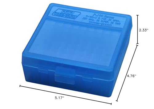 MTM 100 Round Flip-Top Ammo Box 38/357 Cal (Clear Blue)