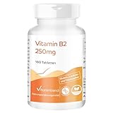 Vitamintrend Vitamine B2 Riboflavine 250mg, 180 comprimés, 250mg par comprimé, hautement dosé, complément alimentaire végétalien sans stéarate de magnésium, fabriqué en Allemagne