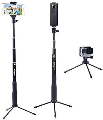 Selfie Stick Extendable Monopod with Tripod Stand for GoPro Hero 5/4/3+/3/2/1/Session, Samsung Gear 360,4K Action Camera, Ricoh Theta S, Olympus, M15 Camera, 360fly 4K, YI 4K and Cell Phones