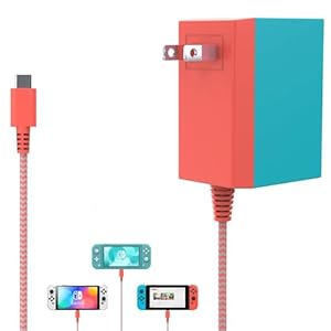 Switch Charger for Nintendo,AC Adapter Power Supply for Nintendo Swtich Lite/OLED/Pro Controller/Steam Deck,Support Switch TV Dock Mode 39W USB C Fast Charger with 5Ft Charging Cable