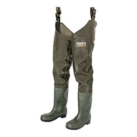 Snowbee Men Granite Pvc Thigh With Cleated Sole Wader - Green (Olive Green), Size 10 Cover