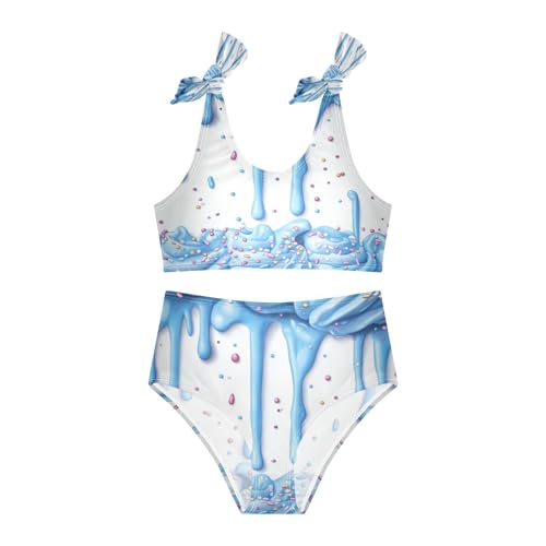 Boccsty Dripping Blue Cream Sprinkles Girls Tankini Swimsuit Kids Bikini Sets 2 Pcs Bathing Suit 3T3