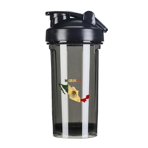 Vintage Michoacan Mexico Map Flag 18 Ounce Shaker Bottle Drink Mixer Leak-proof Pre Workout Protein Shakes Meal Replacement Shakes Bottles 500ML/18 Oz Black