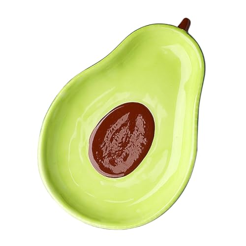 Garneck Avocado Shape Ceramic Plate: Cute Appetizer Serving Dish 6.5inch Decorative Fruit Salad Dessert Platter Tray Dip Bowl for Kitchen Home Restaurant