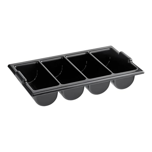 OCS Parts 4-Compartment Cutlery Bin | Black | Heavy Duty Silverware and Cutlery Organizer Tray for Kitchen Organization, Dishes, and Drawer Organization