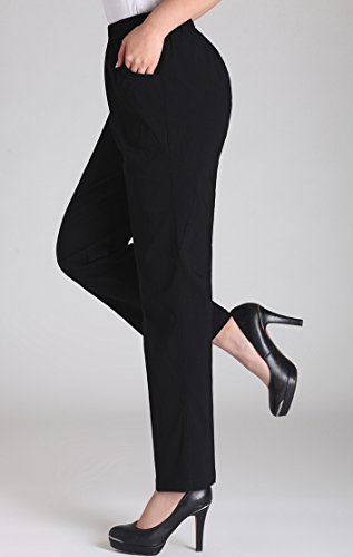 Soojun G07-JY-007-BLACK-L Womens Summer Elastic Waist Comfy Stretch Pull On Pants thumb #2