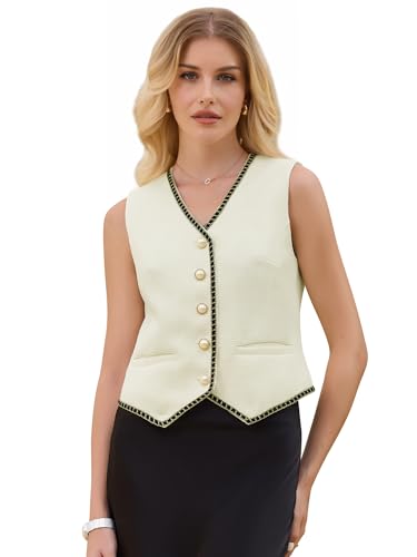 Blazer en tweed sans manches pour femme beige | Fini les vestes trop chaudes