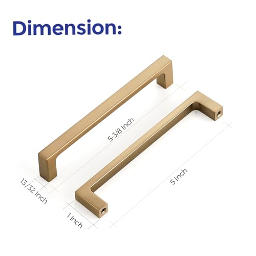 Ravinte 5 Pack Solid 5 Inch Square Cabinet Handles - Champagne Bronze Pulls for Drawers and Kitchen Cabinets - Hardware Handles by Ravinte - Image 3