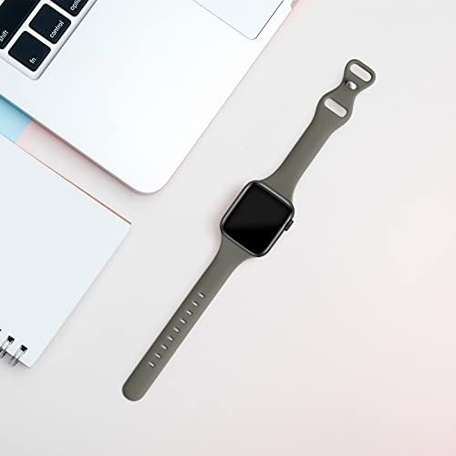 Image of Thin Slim Band Compatible with Apple Watch 38mm 40mm 41mm 42mm 44mm 45mm 46mm 49mm, Replacement Silicone Sport Strap for iWatch Series 11 /10 /9 /8 /7 /6 /5 /4 /3 /2 /1 Ultra SE Women Men, Khaki