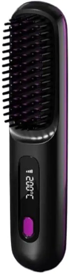 Escova Alisadora Sem Fio com Display Digital – Recarregável, Portátil e Rápida (preto)
