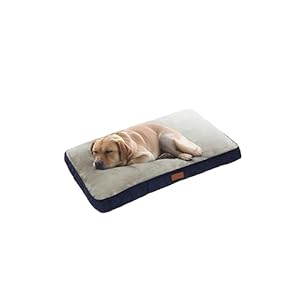 Ellie-Bo XL Dog Bed for 42-inch Dog Cage/Crate – Blue Corduroy/Grey FauxFur