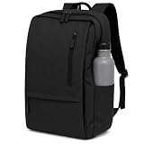 Mochila Casual Unissex para Notebook, com Bolso Externo e Porta Garrafa, para Escola, Trabalho e Universidade (Preta)