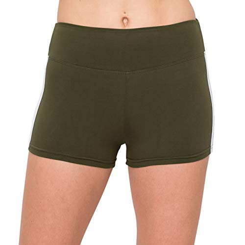 Image of ALWAYS Women's High Waist Spandex Athletic Shorts - Side Stripe Soft Stretch Biker Running Yoga Gym Workout Anti-Chafe Under Dress Layering Short Mauve White L