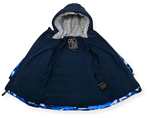 Image of Arctic Quest Boys' Bib Snow Pants and Ski Jacket Water-Resistant Snowsuit For Kids Winter Hooded Jacket, Blue Camo, 5-6