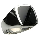 Feiner Siegelring mit Onyx aus massivem Silber 925, Größe:Größe 57 (18.2 mm)