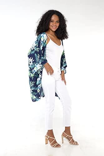Image of Family Matching Hawaiian Clothes, Orchid Breeze Navy | Lightweight 100% rayon • Family matching outfits • Beach vacations • Luaus • Cruises • Family photos