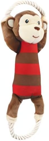 Luvable Friends ユニ ベビー きしむぬいぐるみ 犬用おもちゃ ロープ付き, 猿, One Size