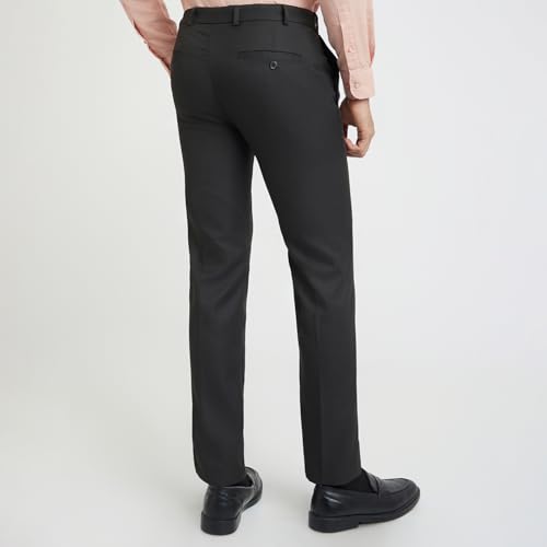 Image of Raymond Men's Slim Fit Structure Pattern Polyester Viscose Blend Flat Front Trouser