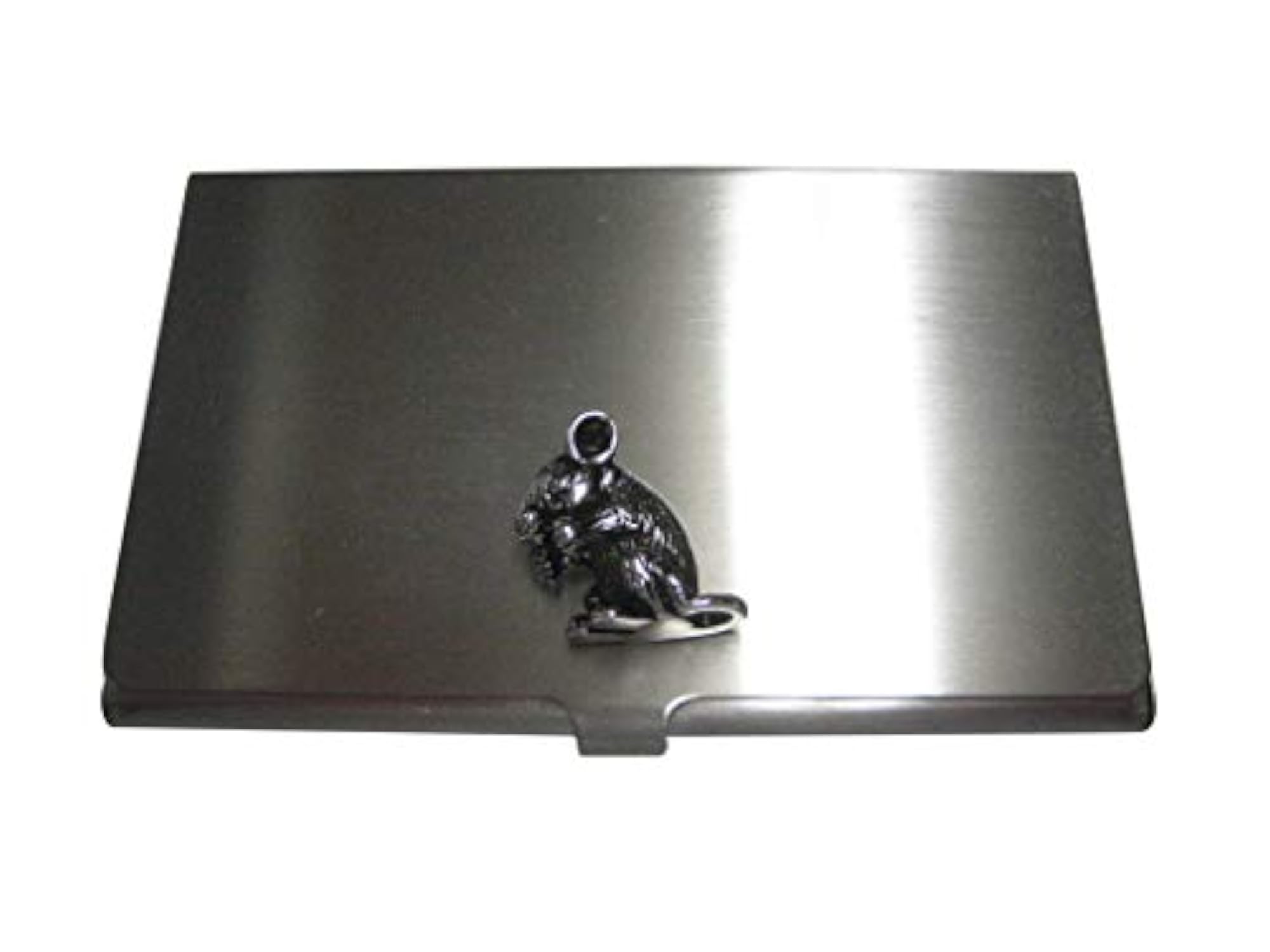 Silver Toned Detailed Chinchilla Business Card Holder