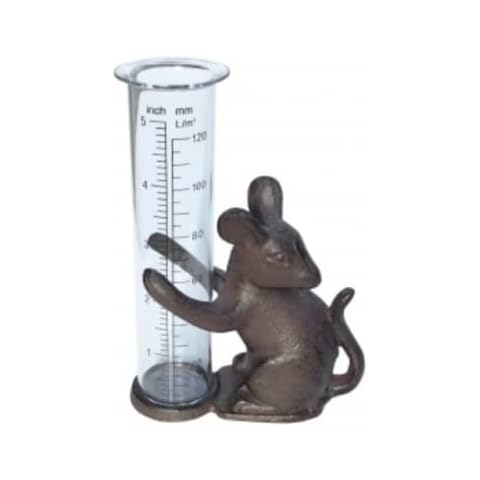 Daisy Bumbles Rain Gauge with Mouse Garden Decoration, Garden Ornament Home Decoration, Metal Mouse Ornament, Animal, Figure, Statue, Sculpture Cover