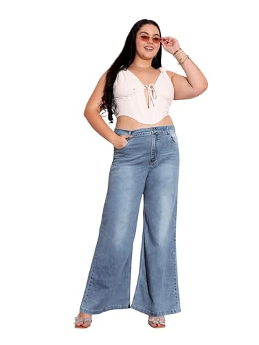 Image of Miss Chase A+ Women's Wide-Leg High Rise Regular Length Stretchable Denim Jeans