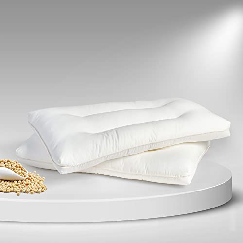 Image of Spread Spain Soyabean Pillow Standard Size Set of 2, Filling Soyabean Fiber, Orthopedic Bed Pillows, Back Side Sleeper Pillow for Neck and Shoulder Support, Soft, Machine Washable 18 inch x 27 inch