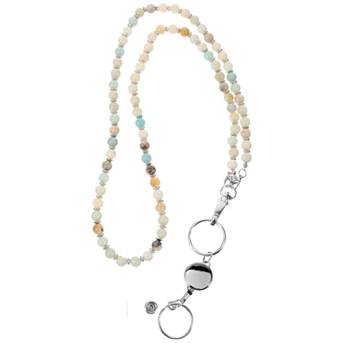 Tour de cou collier porte-badge perlé et lanière légère pour carte id clés