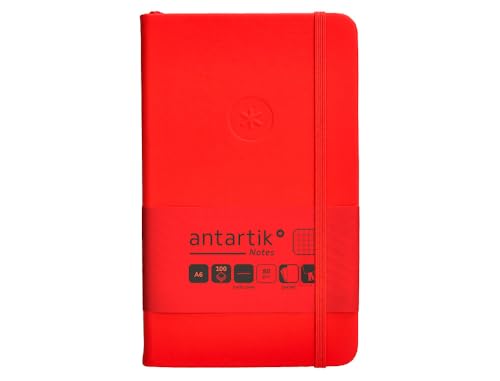 Antartik CUADERNO CON GOMILLA NOTES TAPA DURA A6 HOJAS CUADRICULA ROJO 100 HOJAS 80 GR FSC