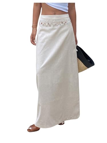 GORGLITTER Women's Sequin Embellished Boho Long Skirt Split Hem Coquette A Line Skirts