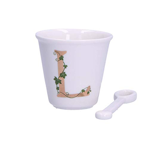 LA PORCELLANA BIANCA Set tasse à café + cuillère initiale L rose 75 cc Cover