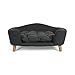 Samuel Mid Century Small Plush Pet Bed, Dark Gray and Natural Finish