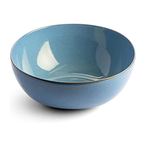 Keltum Smokey Blue Glazed Stoneware Serving Bowl, 10.2-Inch Cover