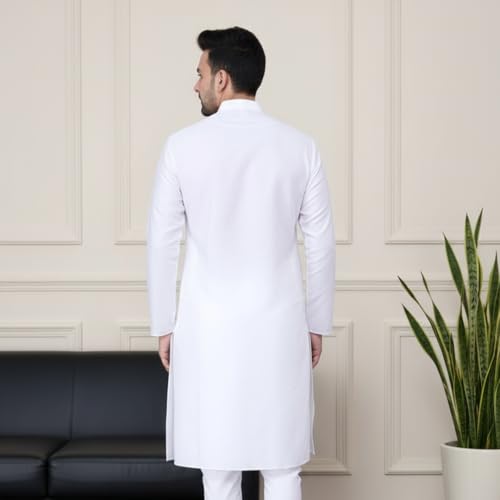 Image of Sadree Men's Silk Blend, Knee Length, Full Sleeve, Mandrin Collor, Solid Style, Attractive Colour, Solid Plain Kurtas