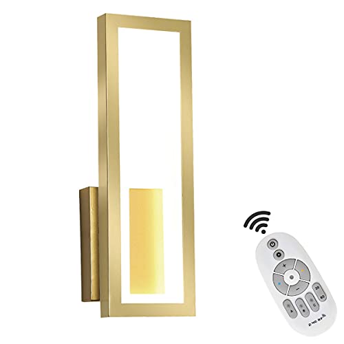 QEGY LED Applique Murale Chambre Moderne avec Telecommande Lampe Murale Interieur avec 3 Températures Dimmable Lampe de Lecture Métal Lampe de Chevet Bureau Luminaires Intérieur,D'or Cover