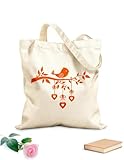 Design unique : Ce sac cabas en toile de coton présente silhouette d'un oiseau sur une branche avec une guirlande de cœurs Avec son thème, les imprimés haut de gamme dégagent une touche artistique. Nous offrons une option de personnalisation gratuite ; vous pouvez choisir les couleurs du motif ou votre photo préférée. Contactez-nous pour créer un sac cabas unique.