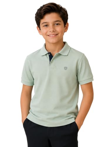 Image of Lux Cozi Boy's Polycotton Polo T-Shirt | Solid Collared Half Sleeve Tee for Kids | Soft Breathable Summer Wear | Casual Smart Polo T-Shirt | 3-14 Years