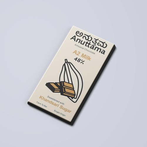 Anuttama Dark Chocolate Bar 50g | A2 Milk Chocolate | No Refined Sugar | Handmade Farm-to-Bar | Gluten-Free | Valentine Gift for Girlfriend | Chocolate Gift for Family, Friends & Siblings