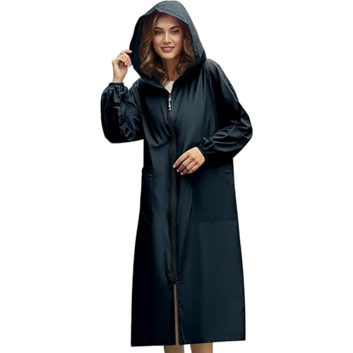 2026 Chaqueta de entretiempo para mujer, chaqueta ligera para mujer, con cremallera, cortavientos, abrigo para primavera para uso diario, marine, 3XL
