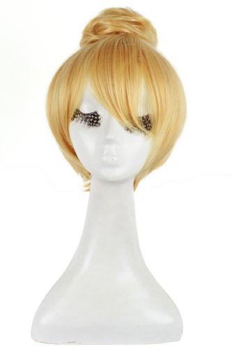 L-email 11.81inch Short Bun Cosplay Wig Blonde Zy94