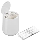 Navaris Mini Desktop Trash Can with Lid - 5-1/4' Diameter x 6-3/4' Height - Tiny Garbage Bin with Push Top Lid for Table, Desk, Countertop - Gray