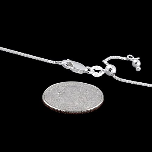 Sac Silver Sterling Silver Adjustable Box Chain 1Mm Genuine Solid 925 Italy Necklace 22In #TOP1
