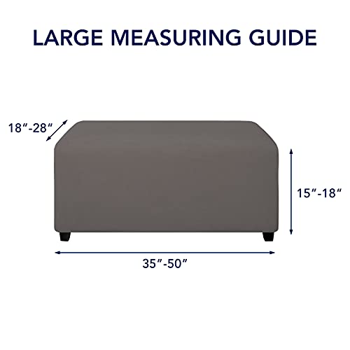 Image of PureFit Stretch Rectangle Ottoman Cover Footstool Cover, Taupe