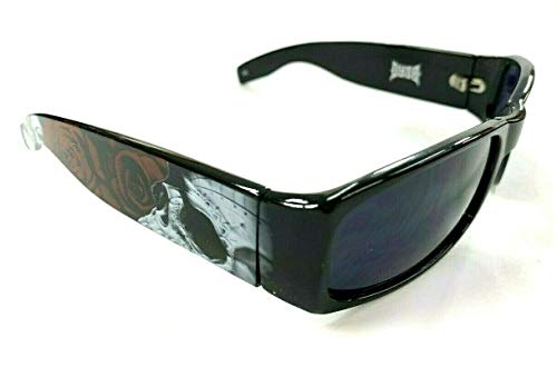 Authentic Shades Black Muerte Skull Roses Sunglasses California Lowrider Locs Style3