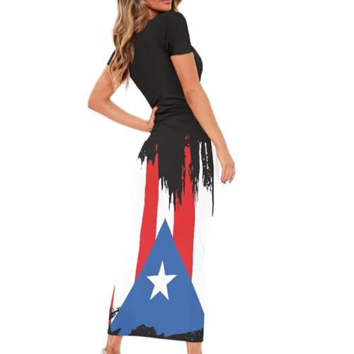 Image of Womens Short Sleeve Jamaican Flag Midi Bodycon Dress | Soft stretchy fabric,crew neck,jamaican print casual date night cocktail party, elegant chic, spring summer fall all season