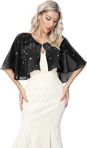 Elegant Chiffon Pearls Shawl Ideal Gift for Women's Cocktail Ball GownsWedding Parties Stylish Cover Up3